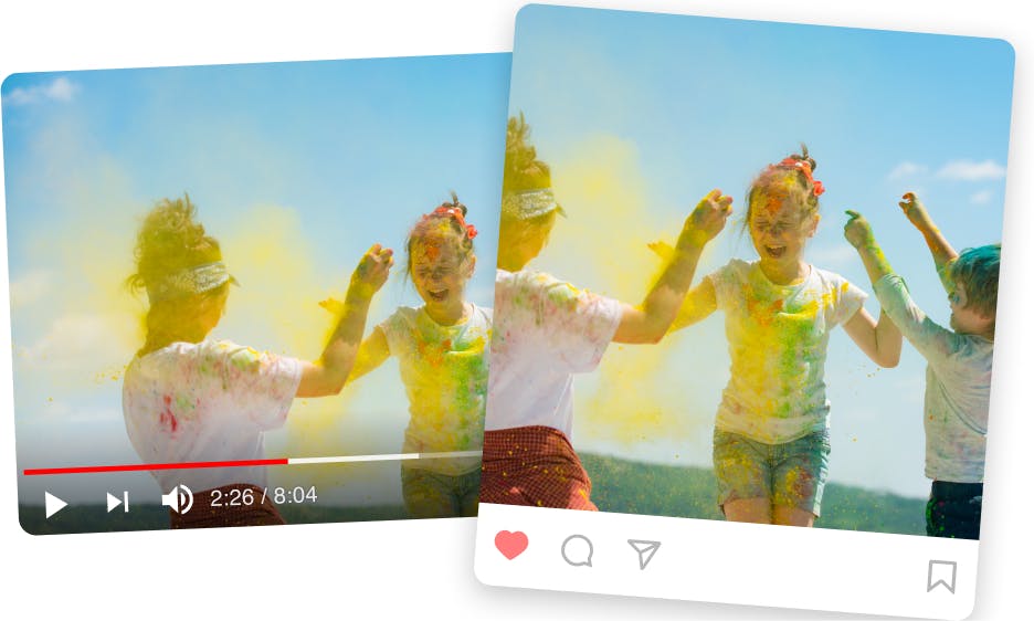 social media video screenshot of kids throwing colorful powder