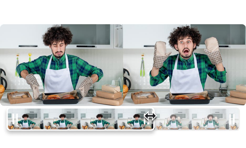 man doing a like cooking session with a timeline editor at the bottom