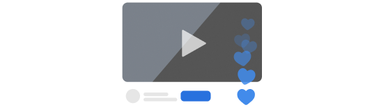 video icon with blue hearts