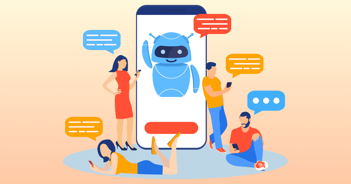 An illustration of an AI customer service tool speaking to customers