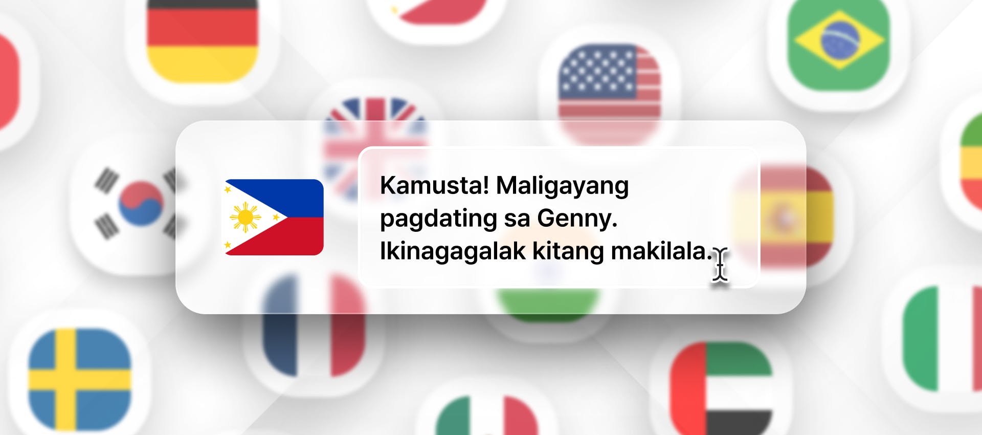 Tagalog phrase for TTS generation with different flags in the background