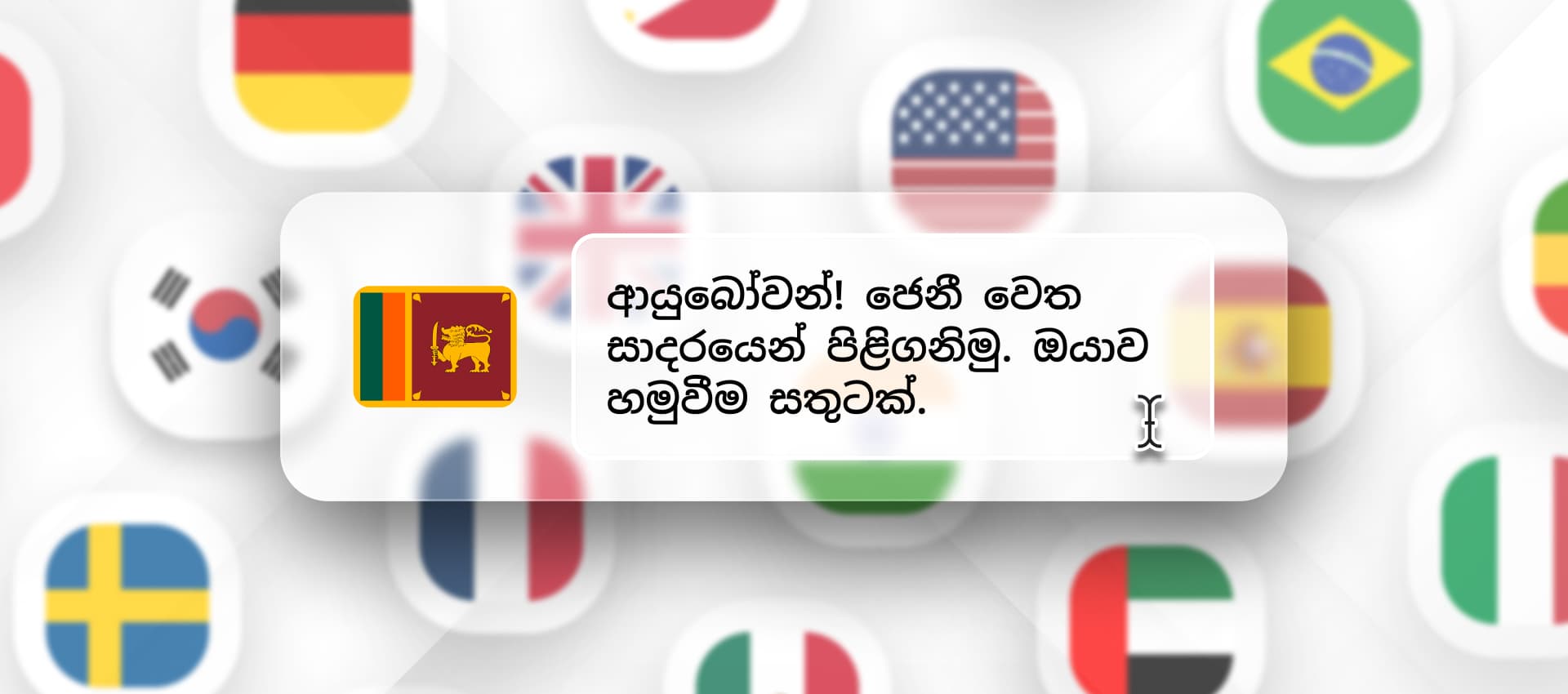 Sinhala phrase for Sinhala TTS generation with different flags in the background