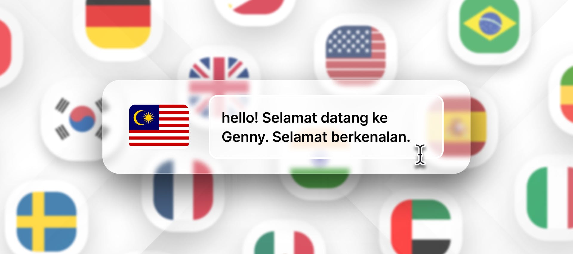 Malay phrase for Malay TTS generation with different flags in the background