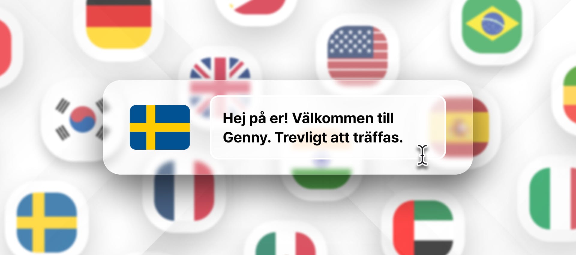 Swedish phrase for Swedish TTS generation with different flags in the background
