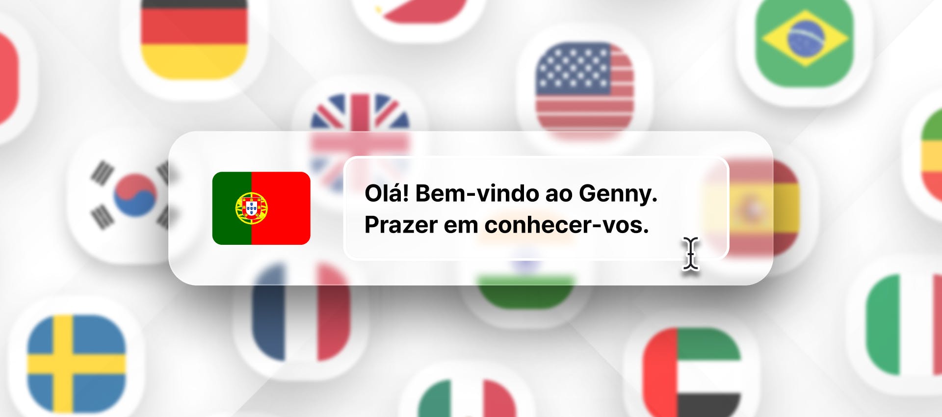 Portuguese phrase for Portuguese TTS generation with different flags in the background