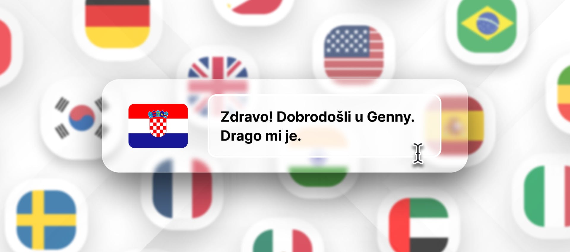 Croatian phrase for Croatian TTS generation with different flags in the background