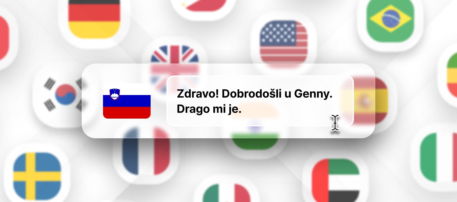 Slovenian phrase for Slovenian TTS generation with different flags in the background