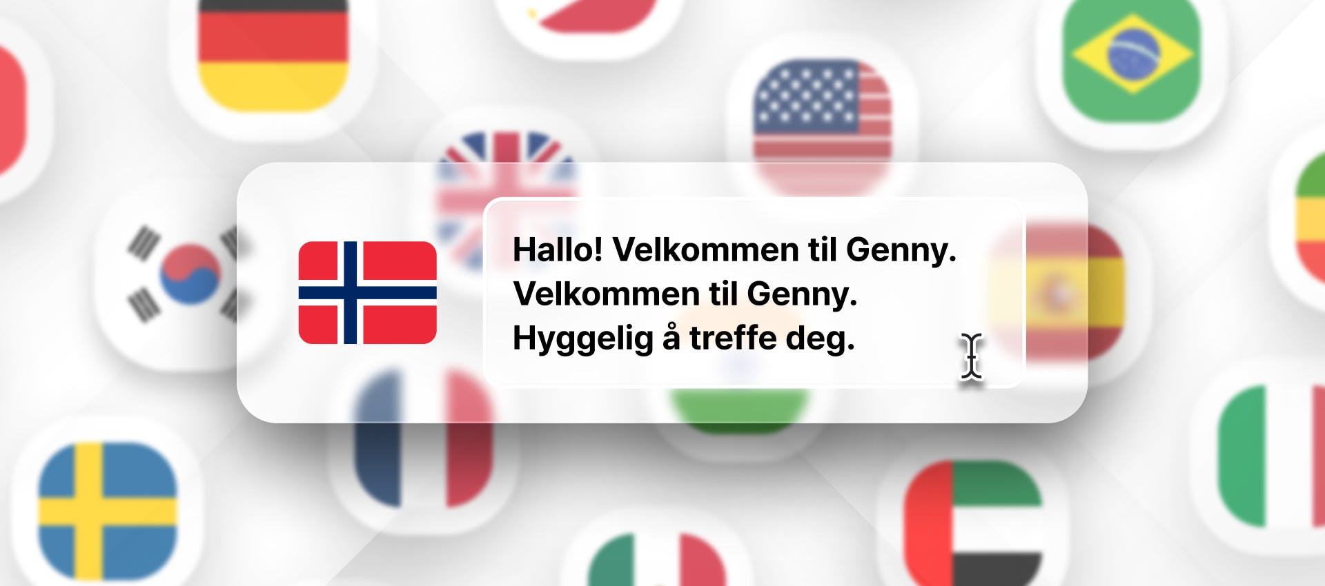 Norwegian phrase for Norwegian TTS generation with different flags in the background