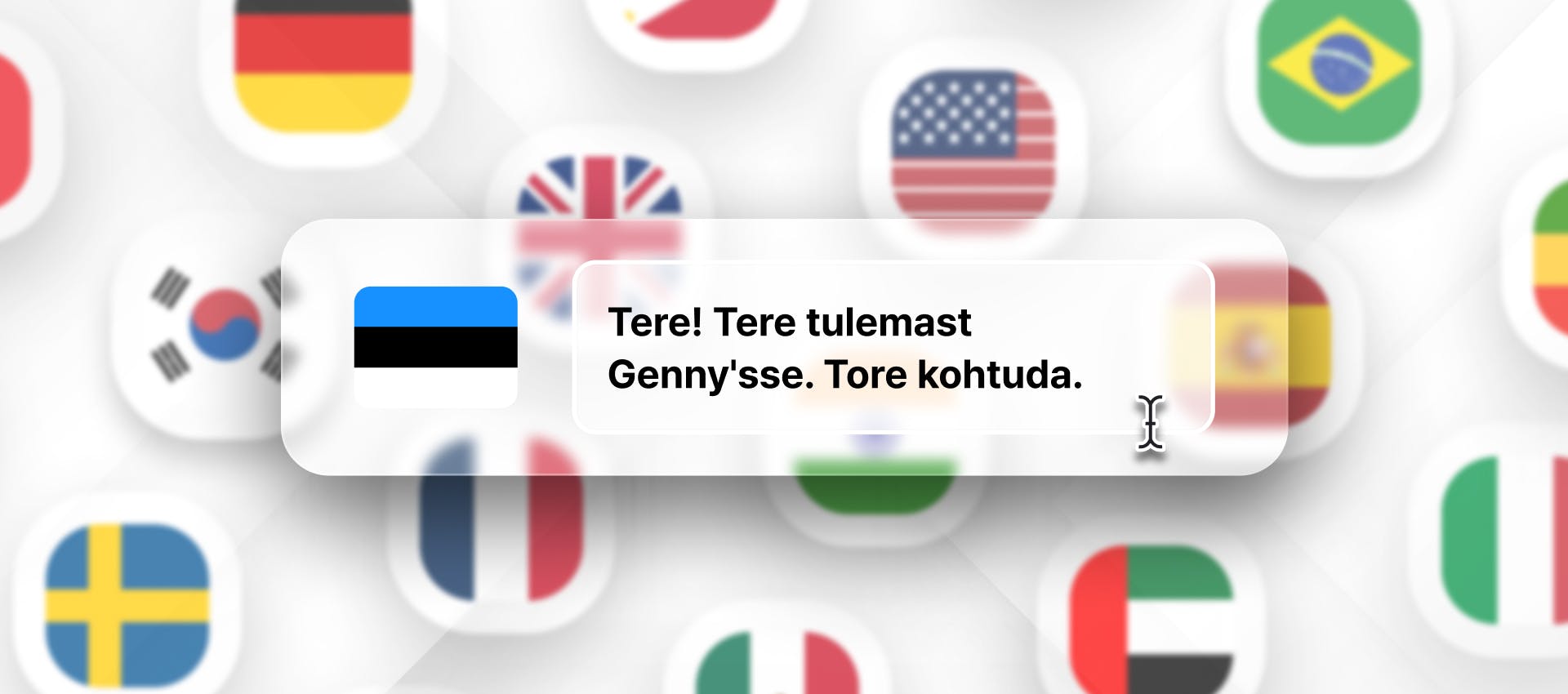 Estonian phrase for Estonian TTS generation with different flags in the background