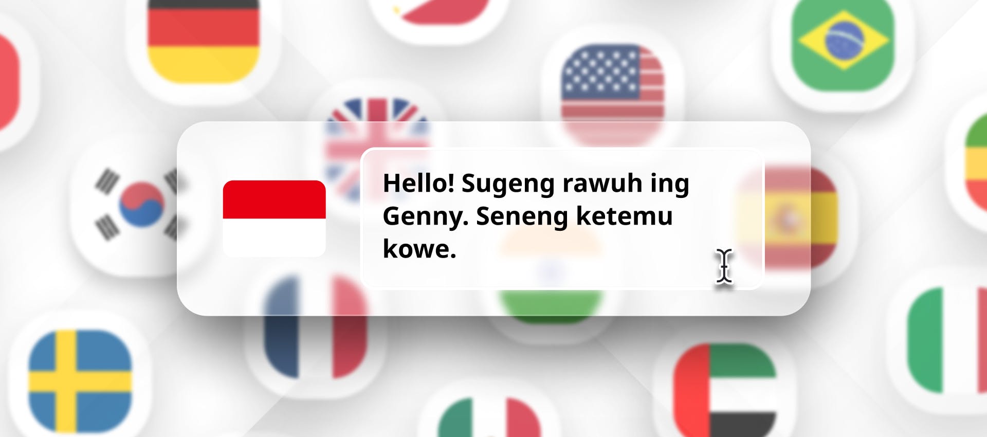 Javanese phrase for Javanese TTS generation with different flags in the background